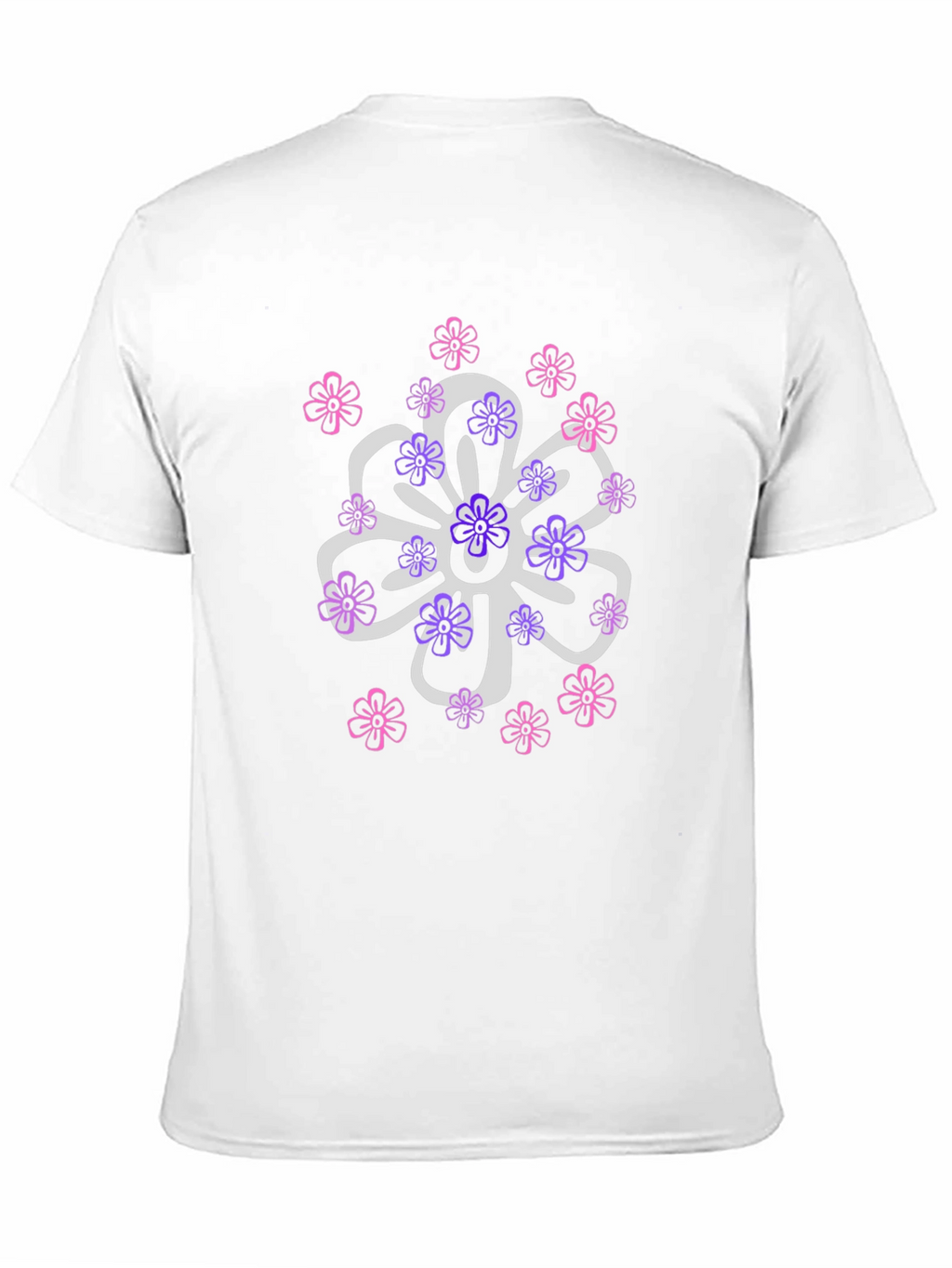 Floral Design T-Shirt - Black Cotton Blend
