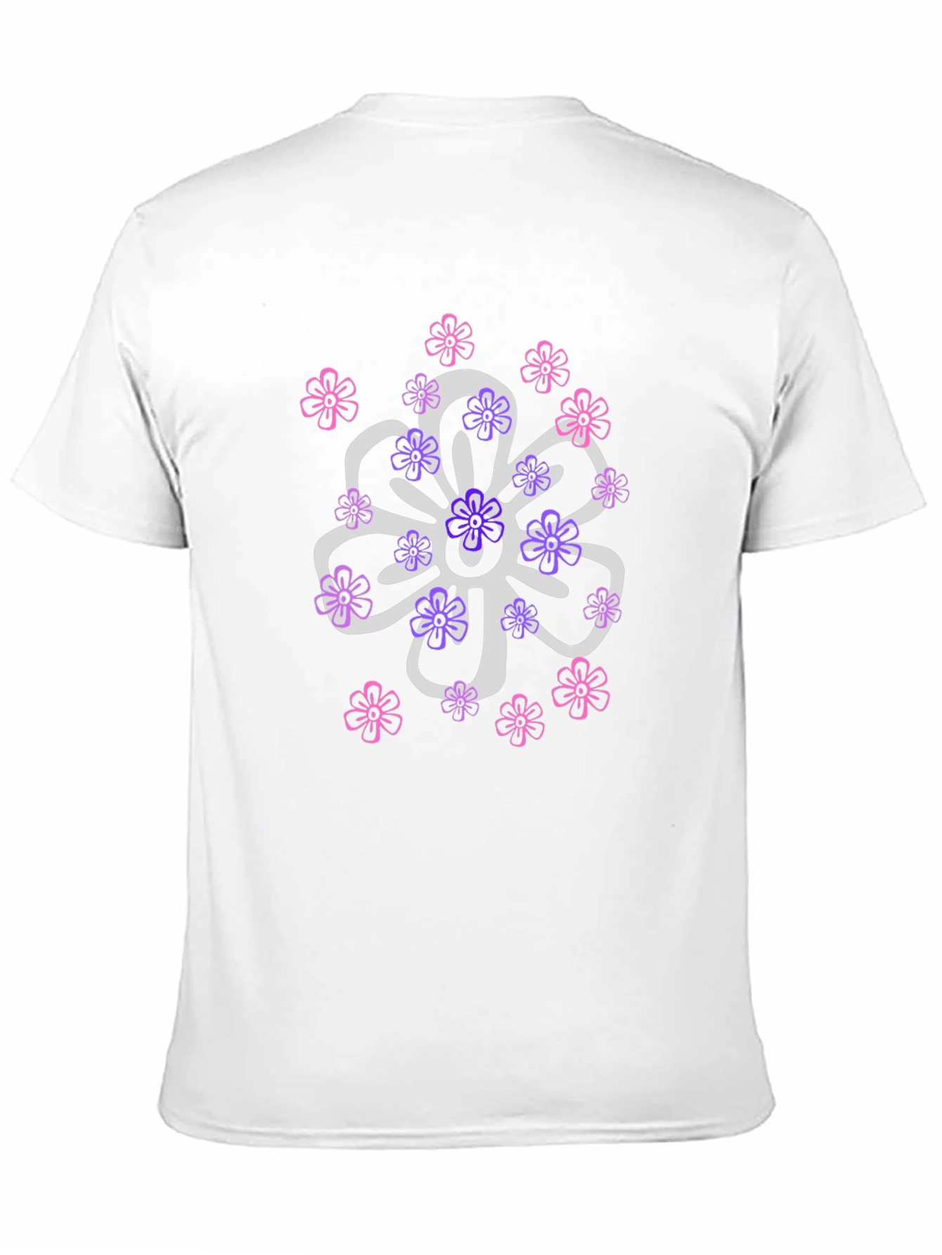 Floral Design T-Shirt - Black Cotton Blend