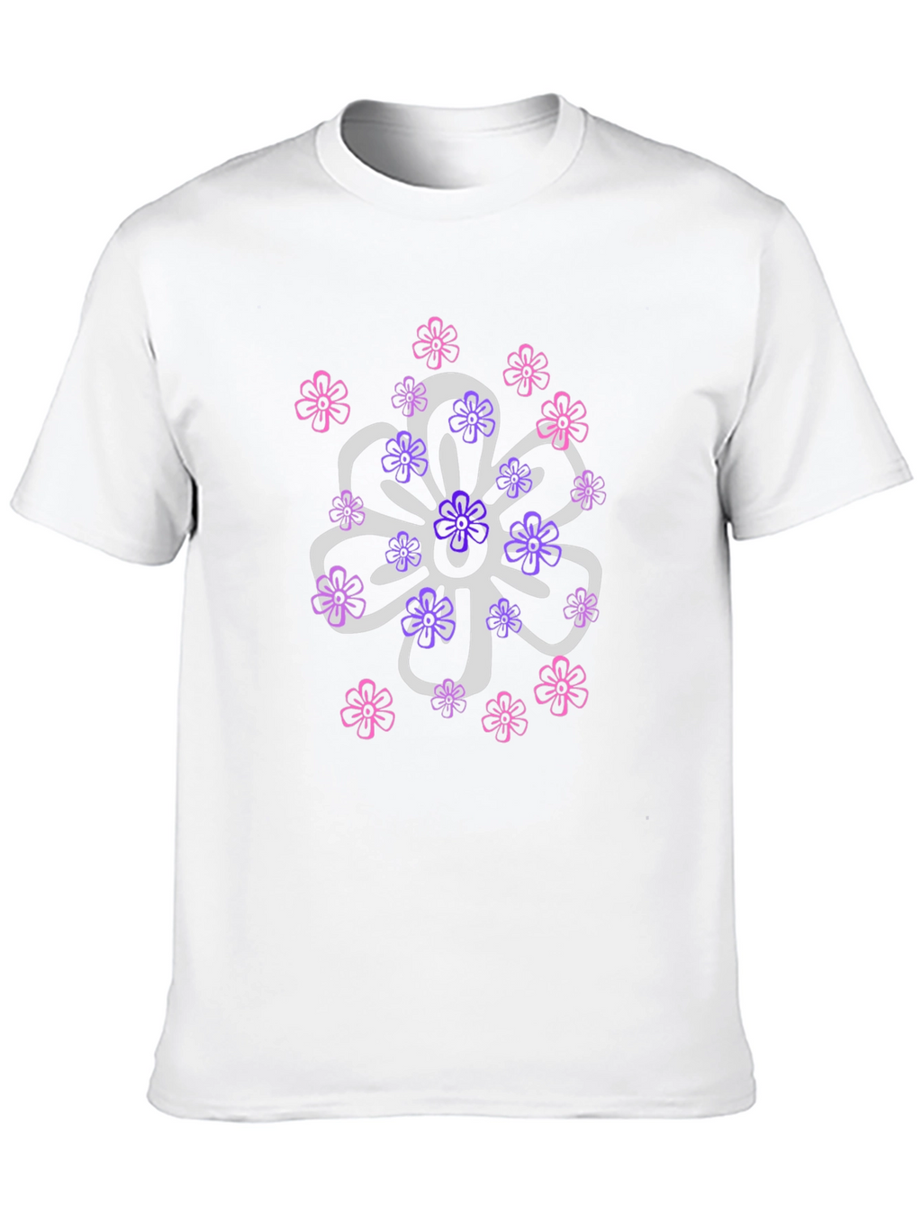 Floral Design T-Shirt - Black Cotton Blend