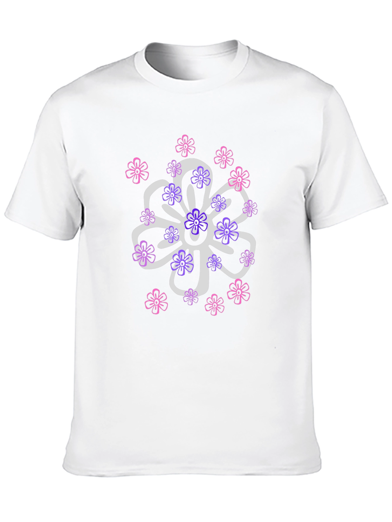 Floral Design T-Shirt - Black Cotton Blend