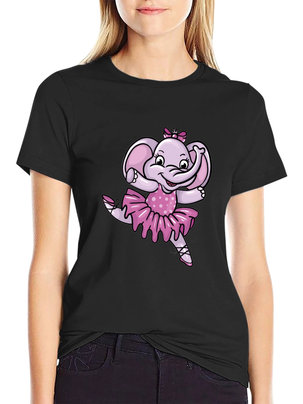 Ballerina Elephant Black T-Shirt