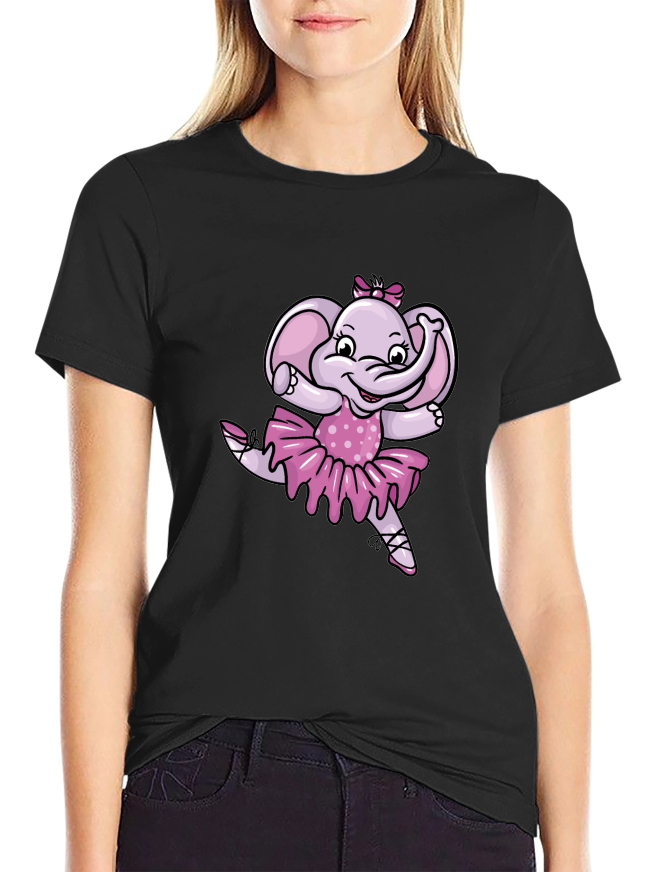 Ballerina Elephant Black T-Shirt