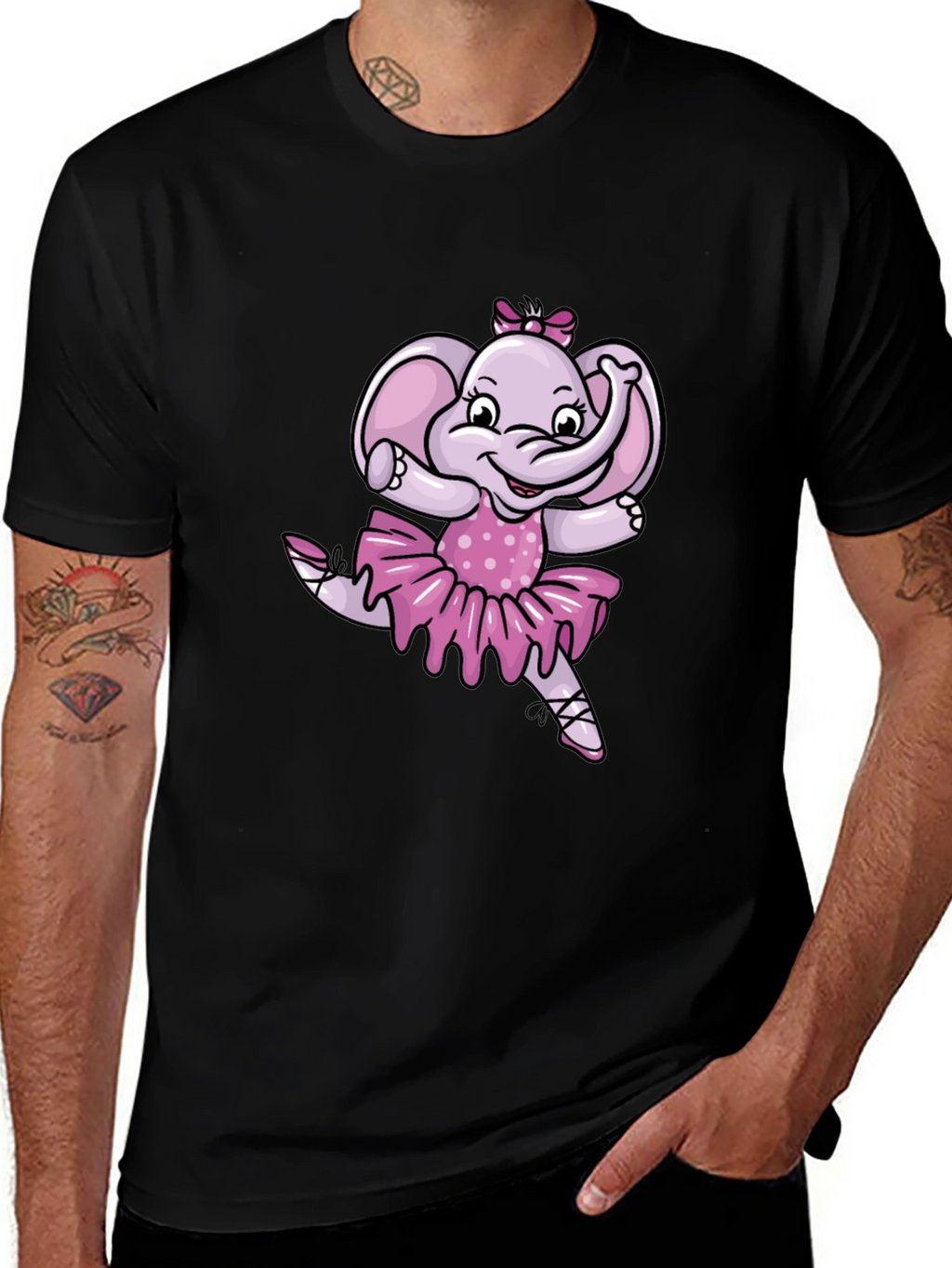 Ballerina Elephant Black T-Shirt