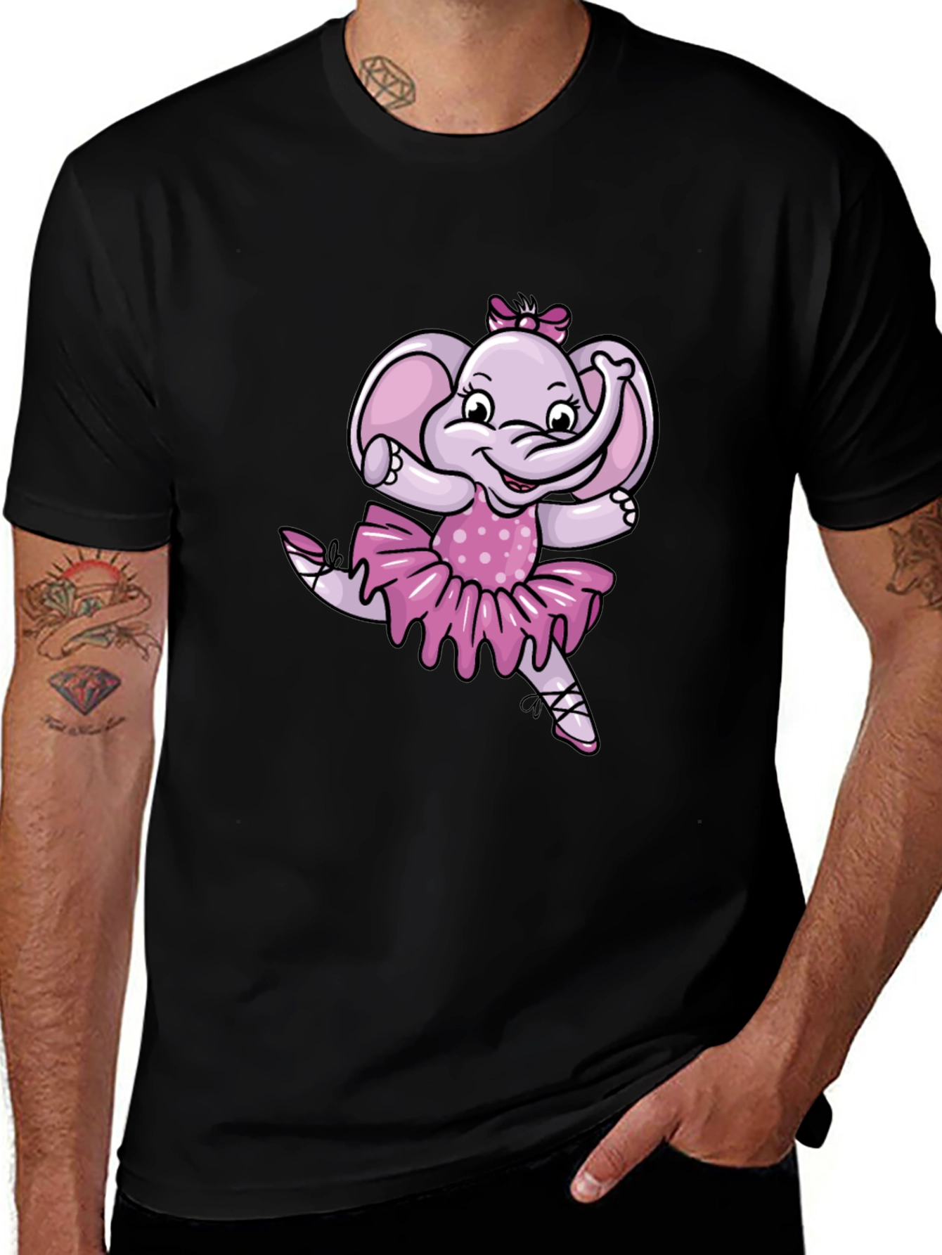 Ballerina Elephant Black T-Shirt