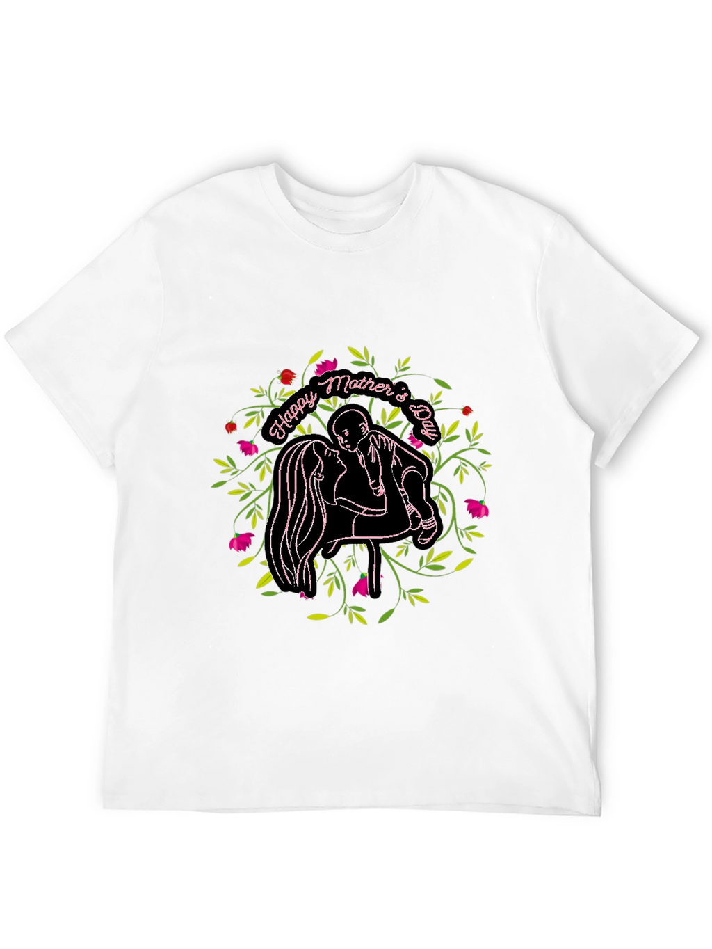 Happy Mothers Day Graphic Black T-Shirt