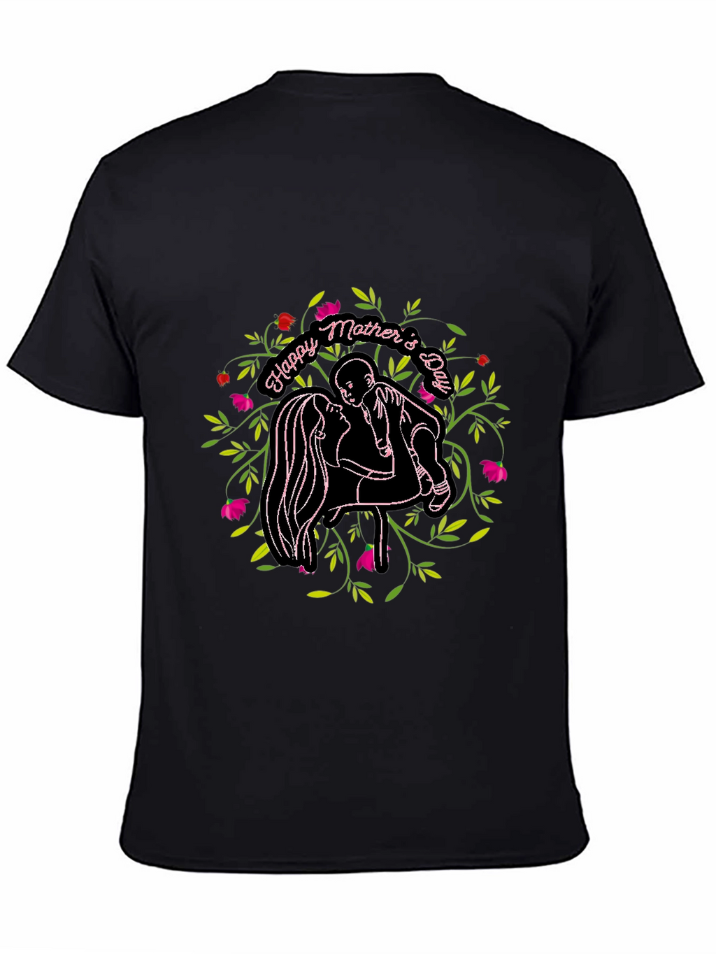 Happy Mothers Day Graphic Black T-Shirt