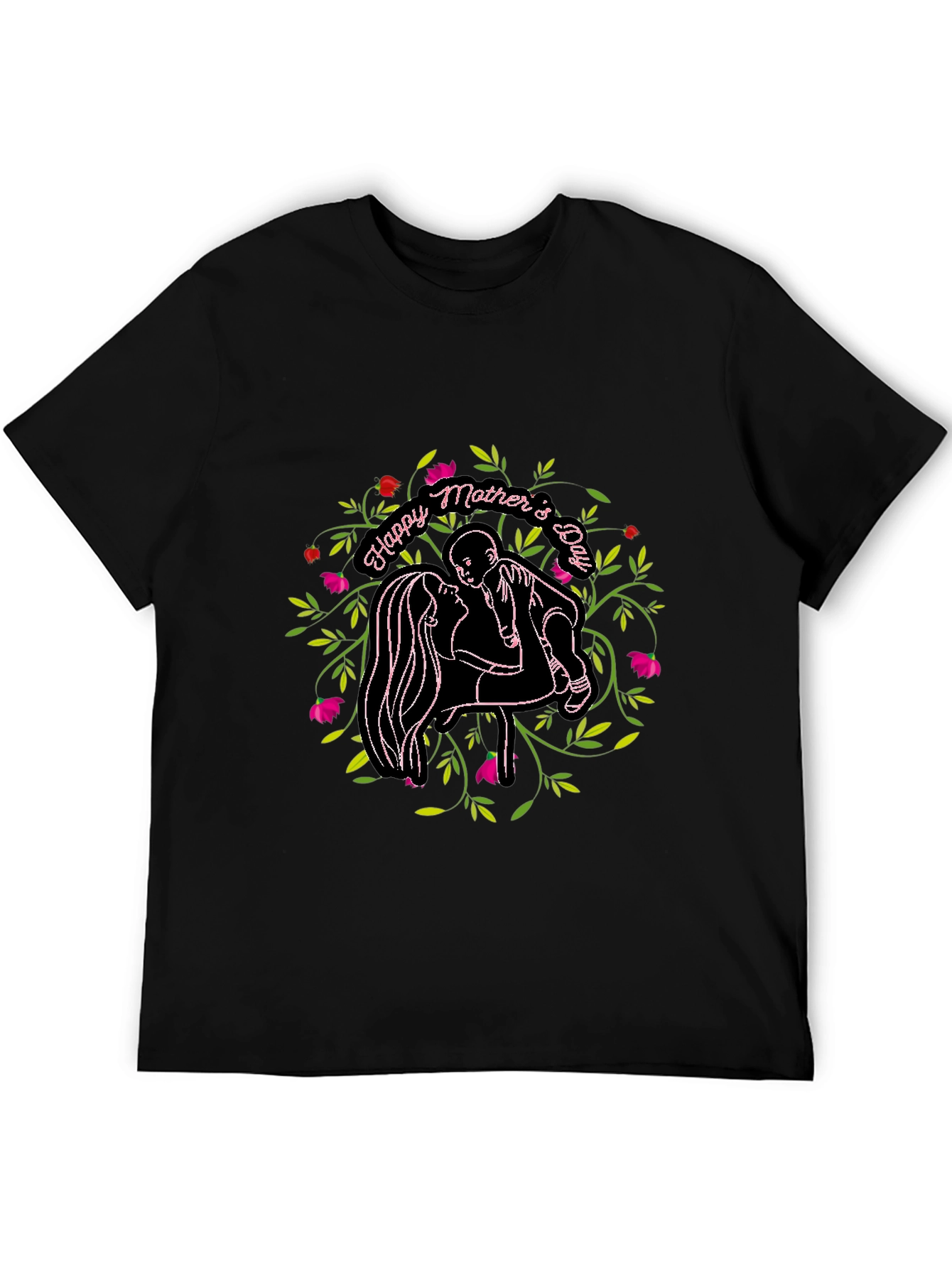 Happy Mothers Day Graphic Black T-Shirt