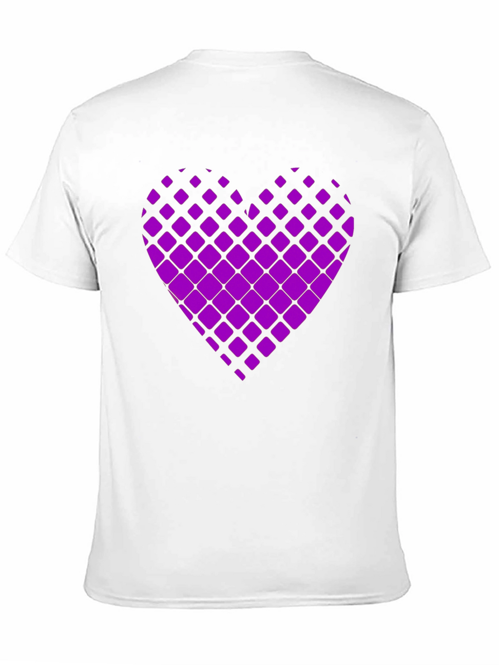 Purple Geometric Heart Print Black T-Shirt
