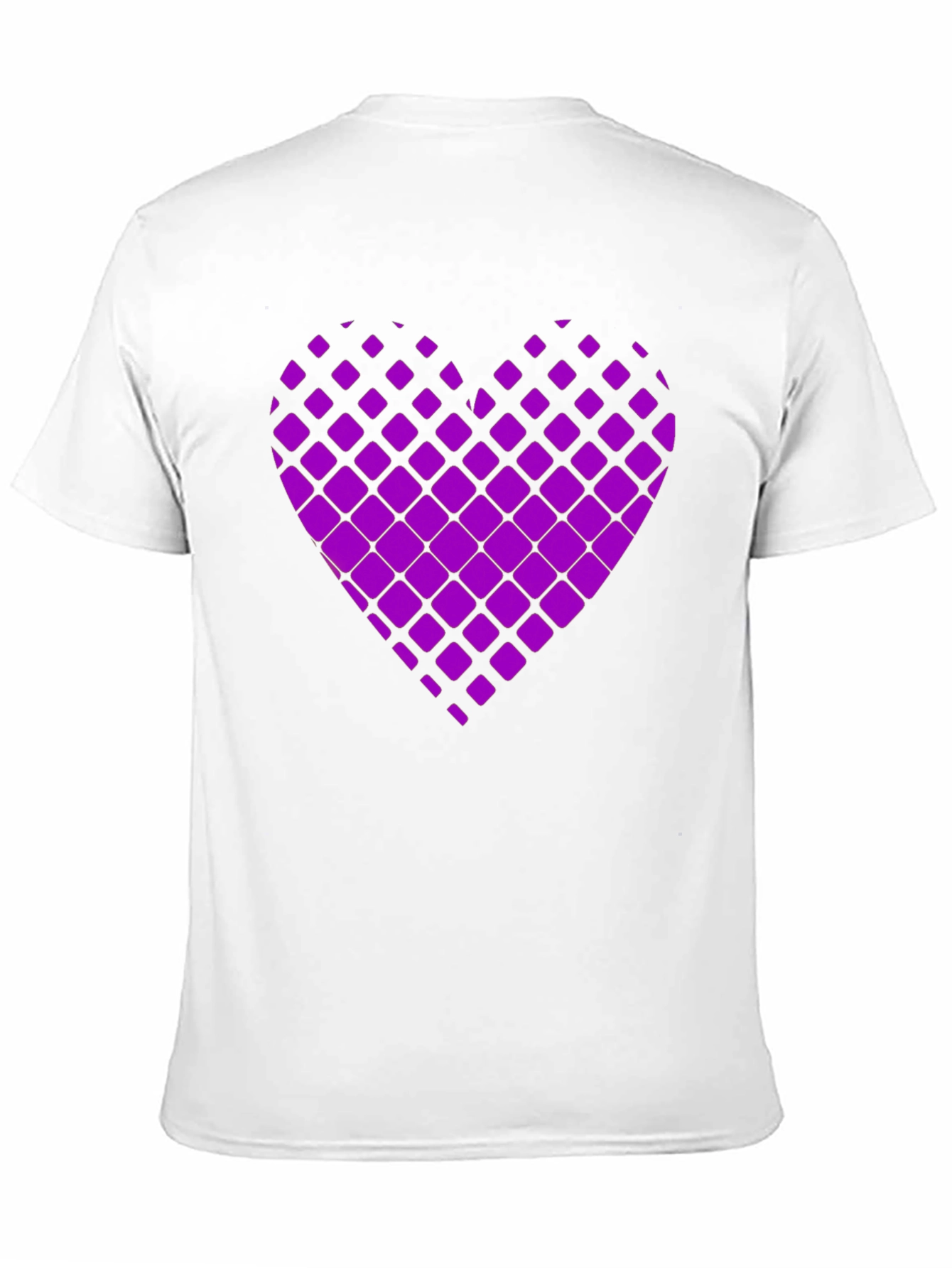 Purple Geometric Heart Print Black T-Shirt