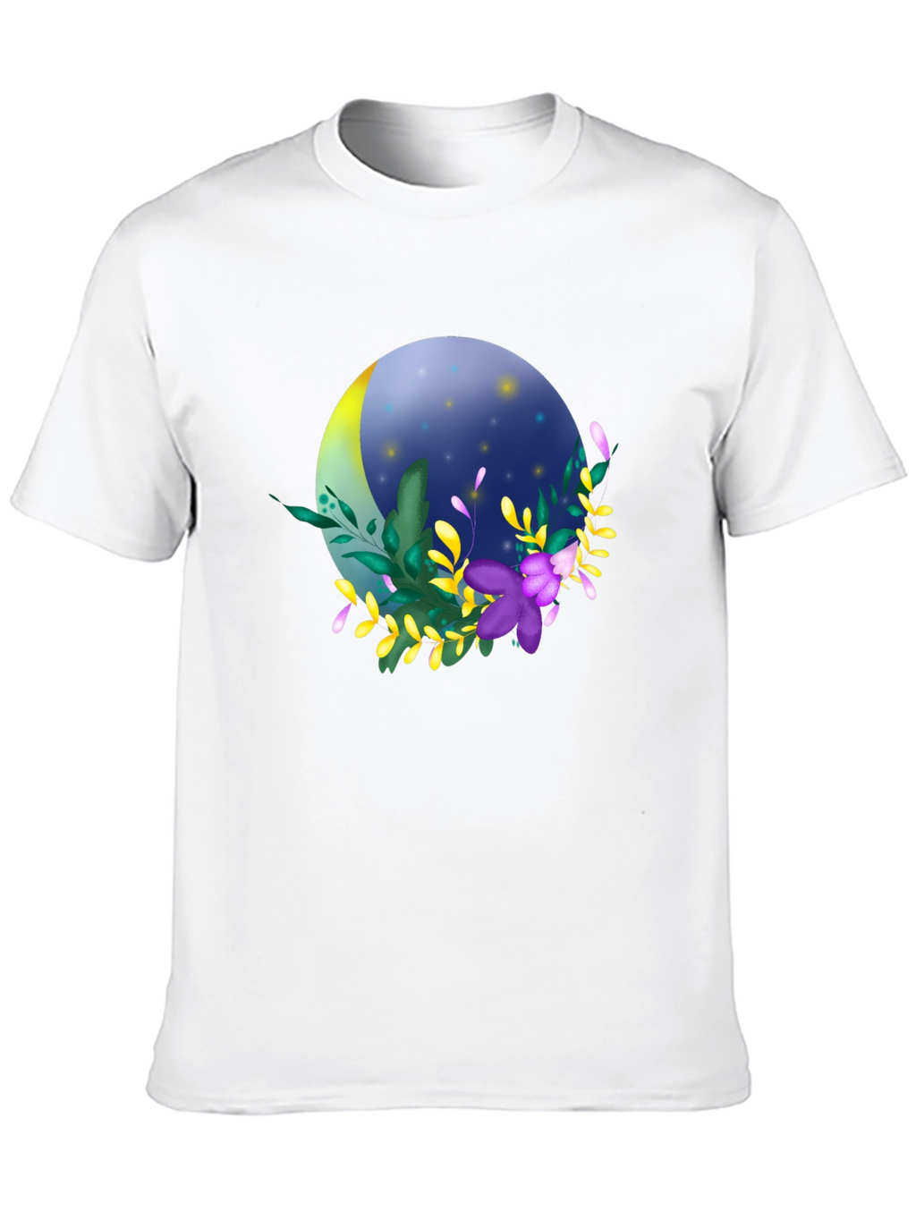 Floral Moon T-Shirt - Stylish Night Design