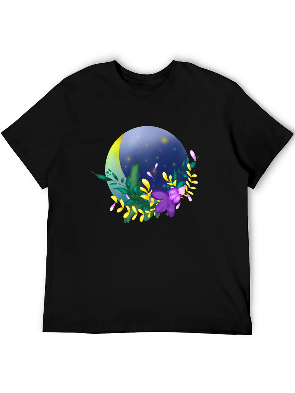 Floral Moon T-Shirt - Stylish Night Design