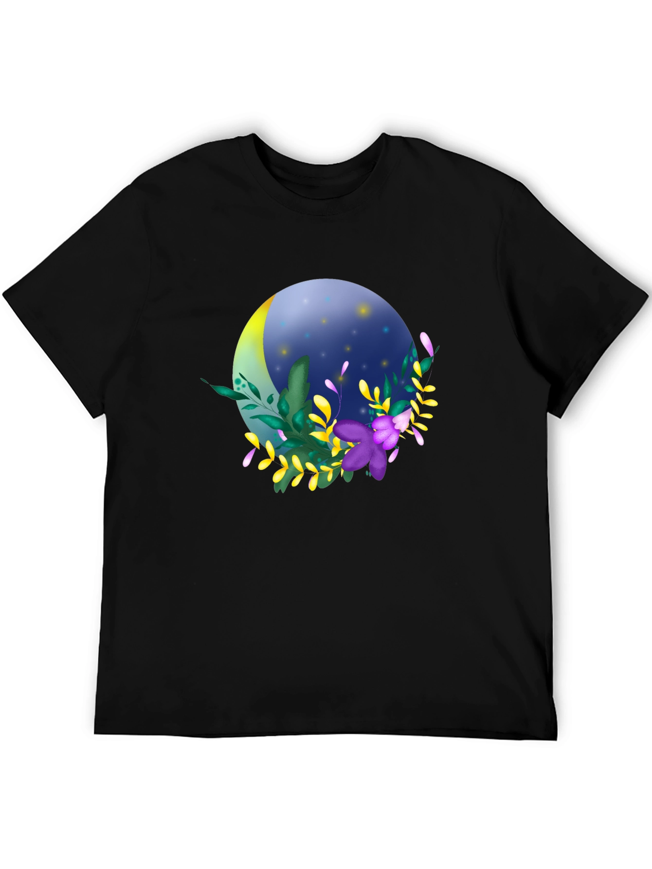 Floral Moon T-Shirt - Stylish Night Design