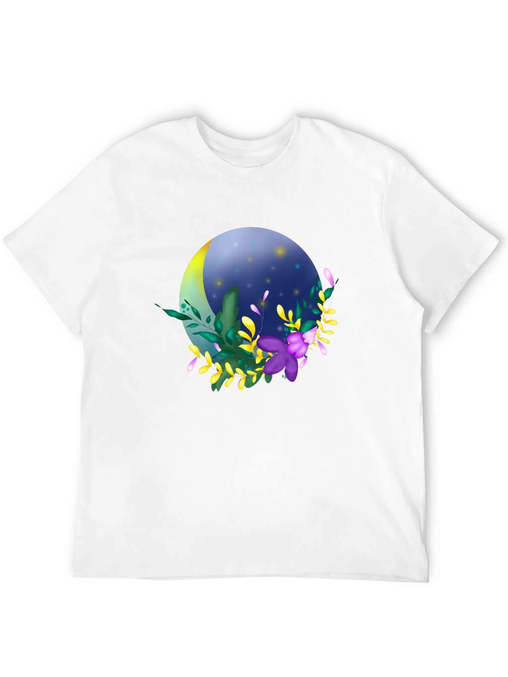 Floral Moon T-Shirt - Stylish Night Design