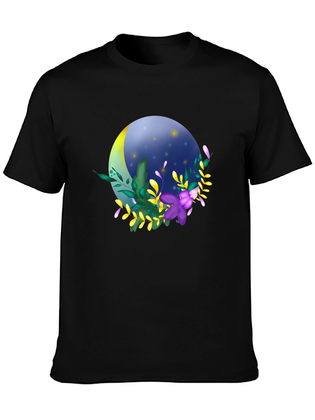 Floral Moon T-Shirt - Stylish Night Design