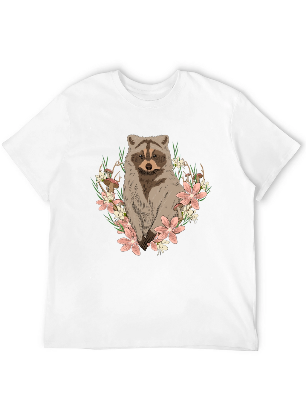 Raccoon Floral Graphic Tee - Mens Black T-Shirt