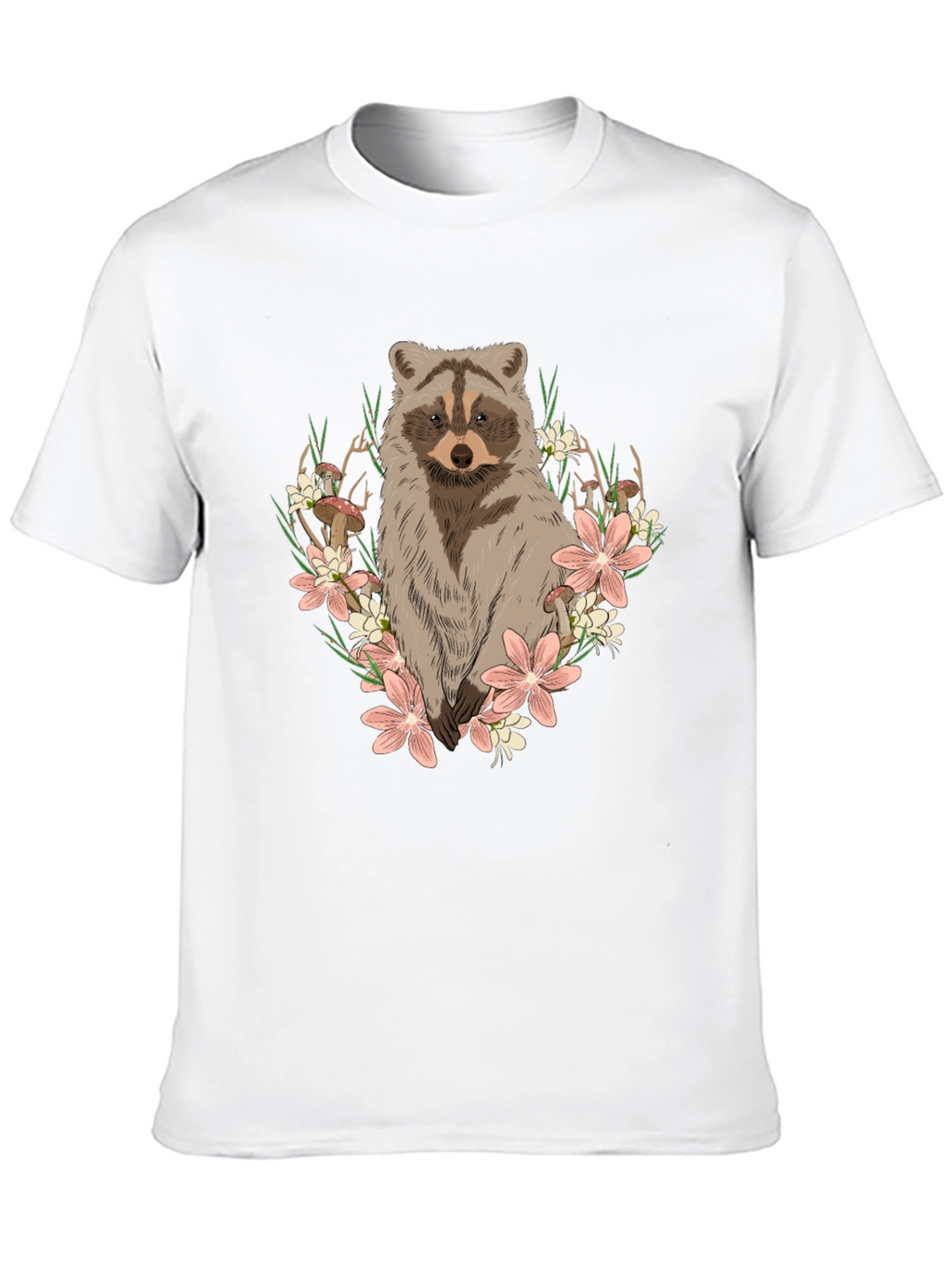 Raccoon Floral Graphic Tee - Mens Black T-Shirt