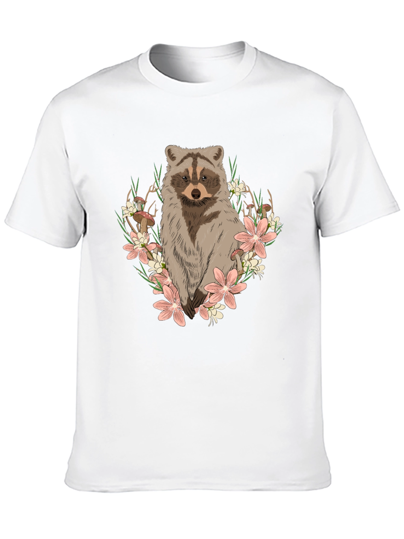Raccoon Floral Graphic Tee - Mens Black T-Shirt