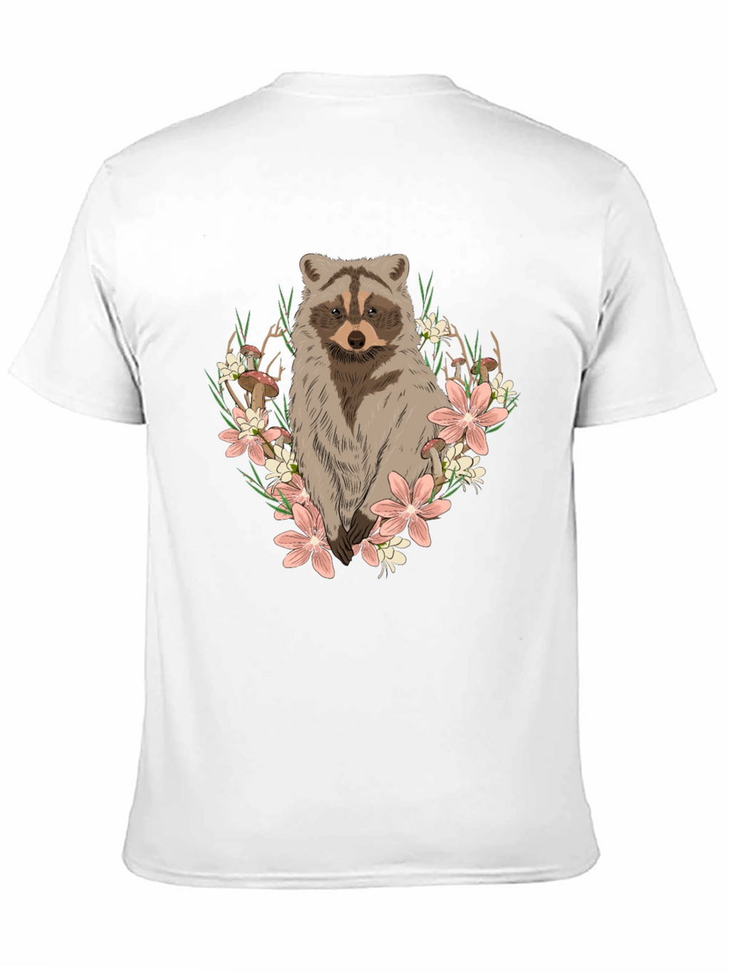 Raccoon Floral Graphic Tee - Mens Black T-Shirt