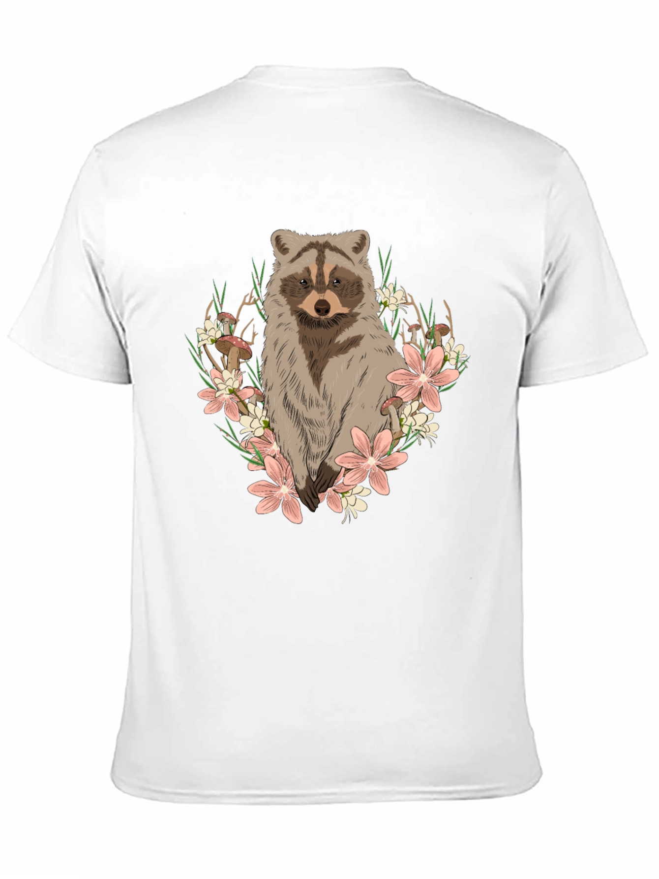 Raccoon Floral Graphic Tee - Mens Black T-Shirt