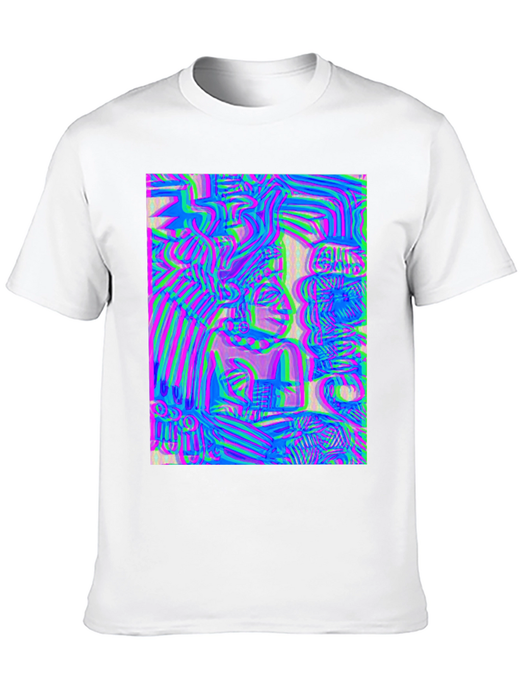 Abstract Glitch Art Graphic Tee - Black
