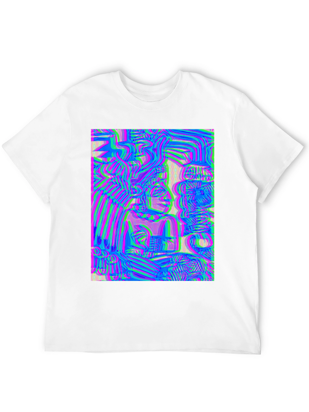 Abstract Glitch Art Graphic Tee - Black
