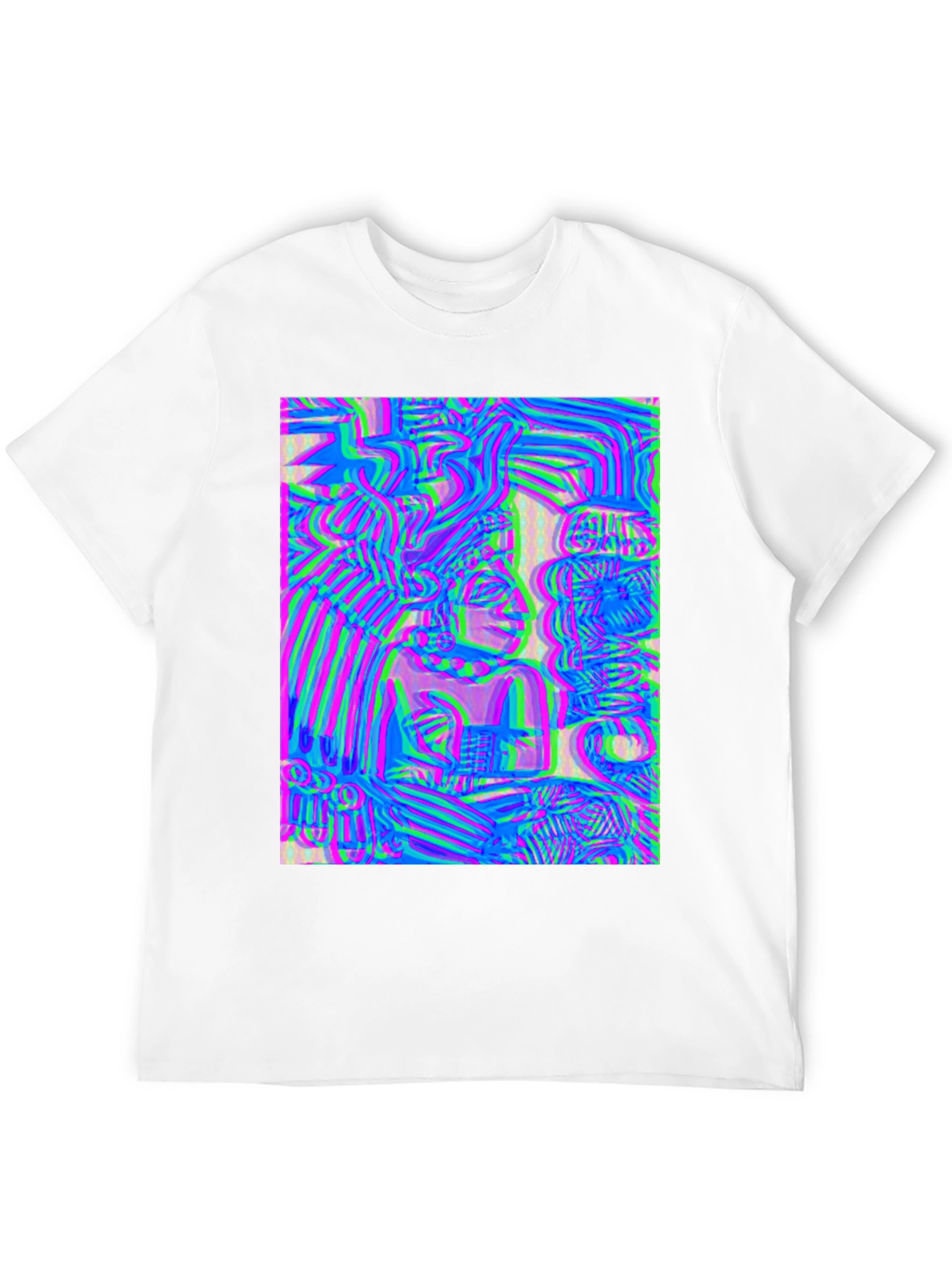 Abstract Glitch Art Graphic Tee - Black