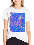 Abstract Glitch Art Graphic Tee - Black
