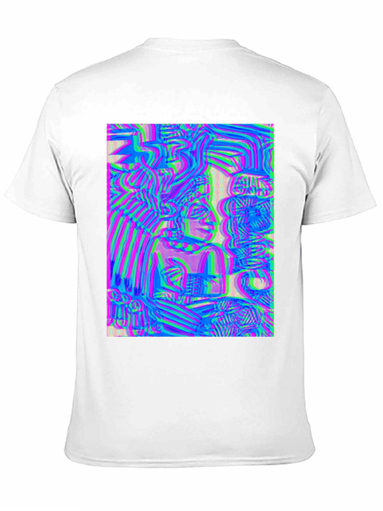 Abstract Glitch Art Graphic Tee - Black