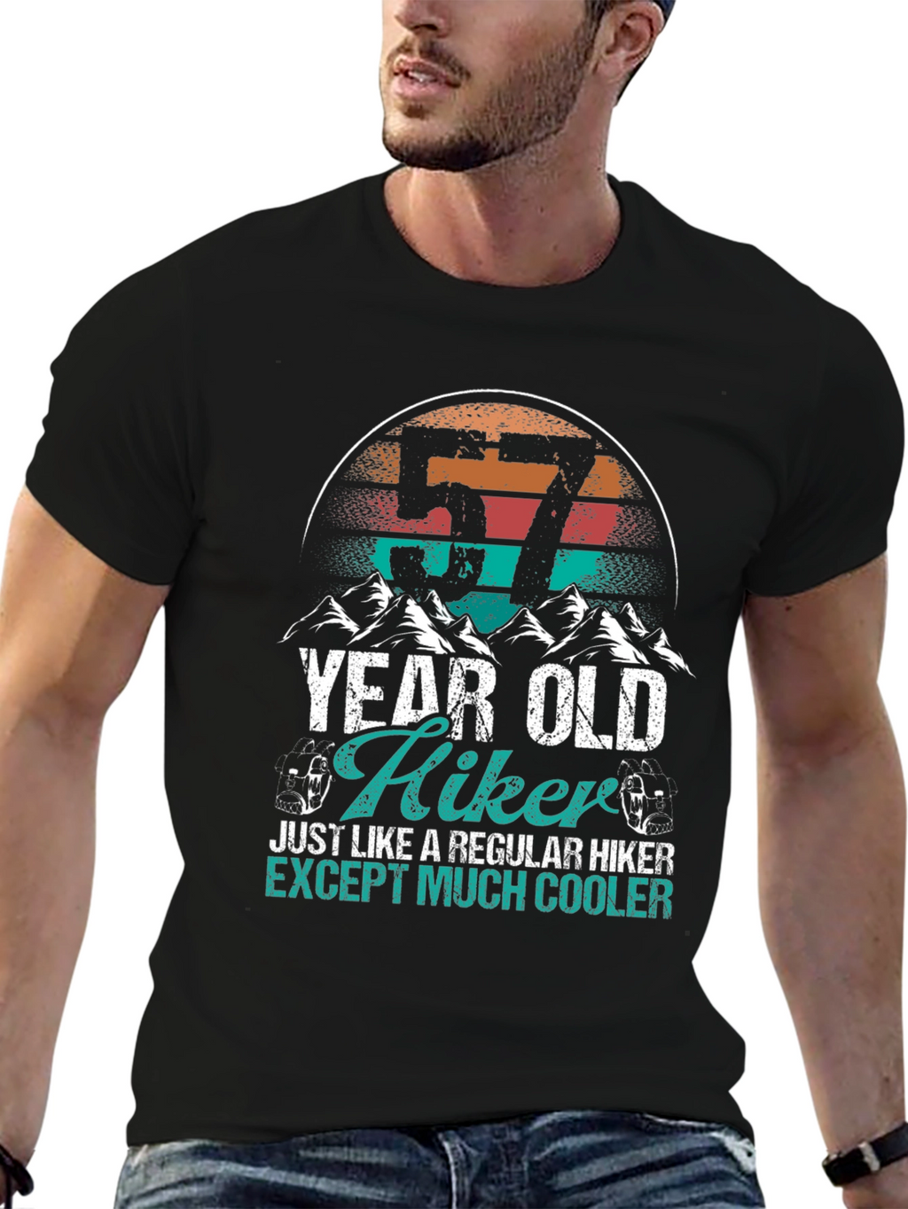 57 Year Old Hiker Cool Graphic Tee