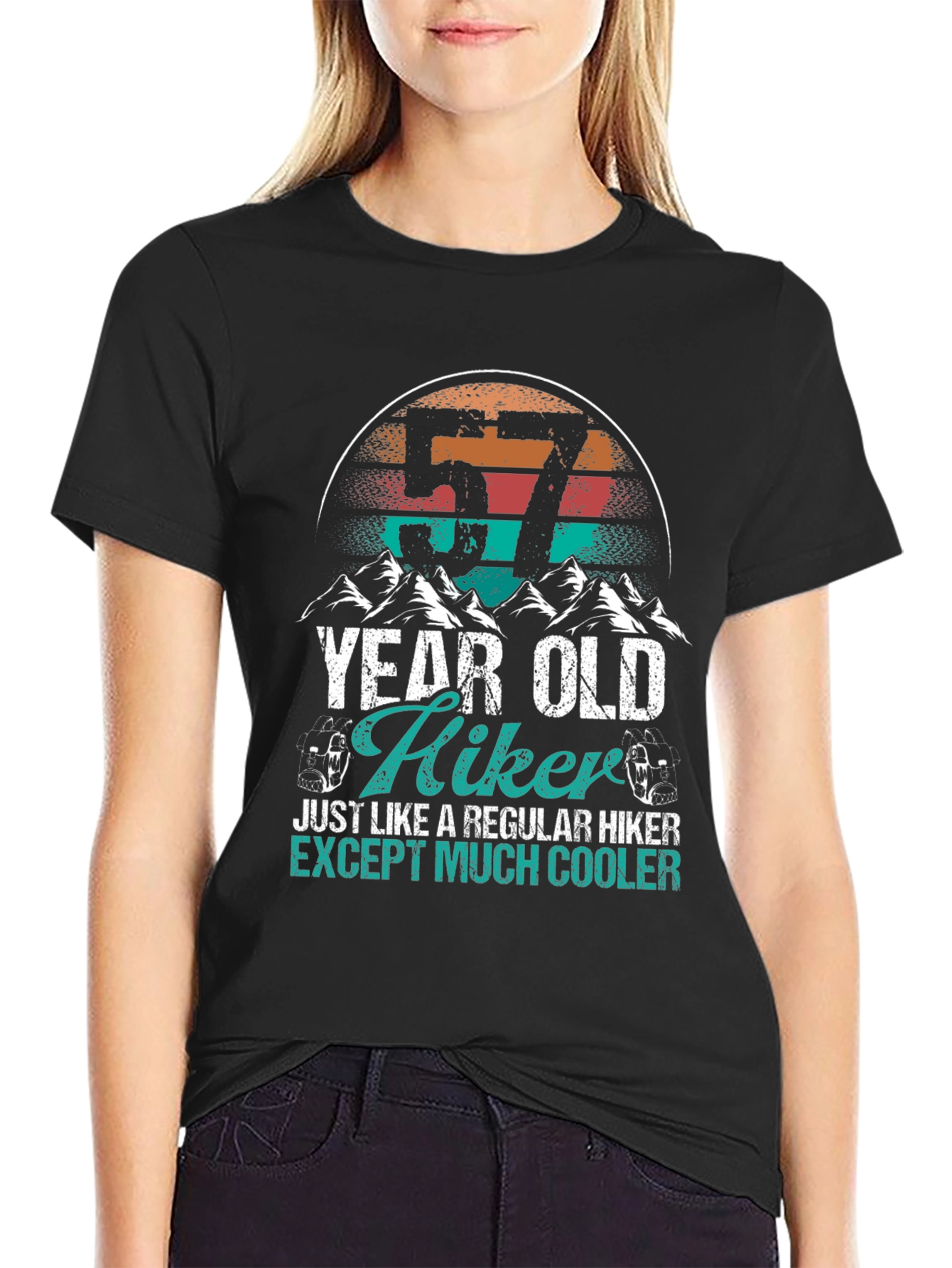 57 Year Old Hiker Cool Graphic Tee