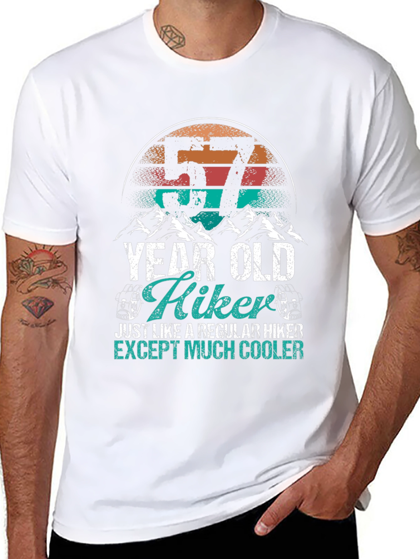 57 Year Old Hiker Cool Graphic Tee