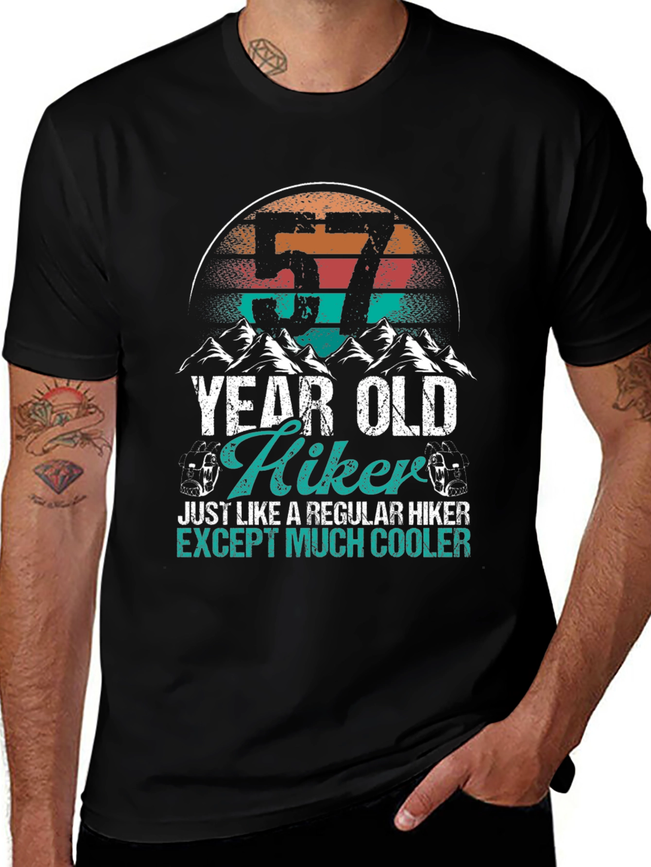 57 Year Old Hiker Cool Graphic Tee
