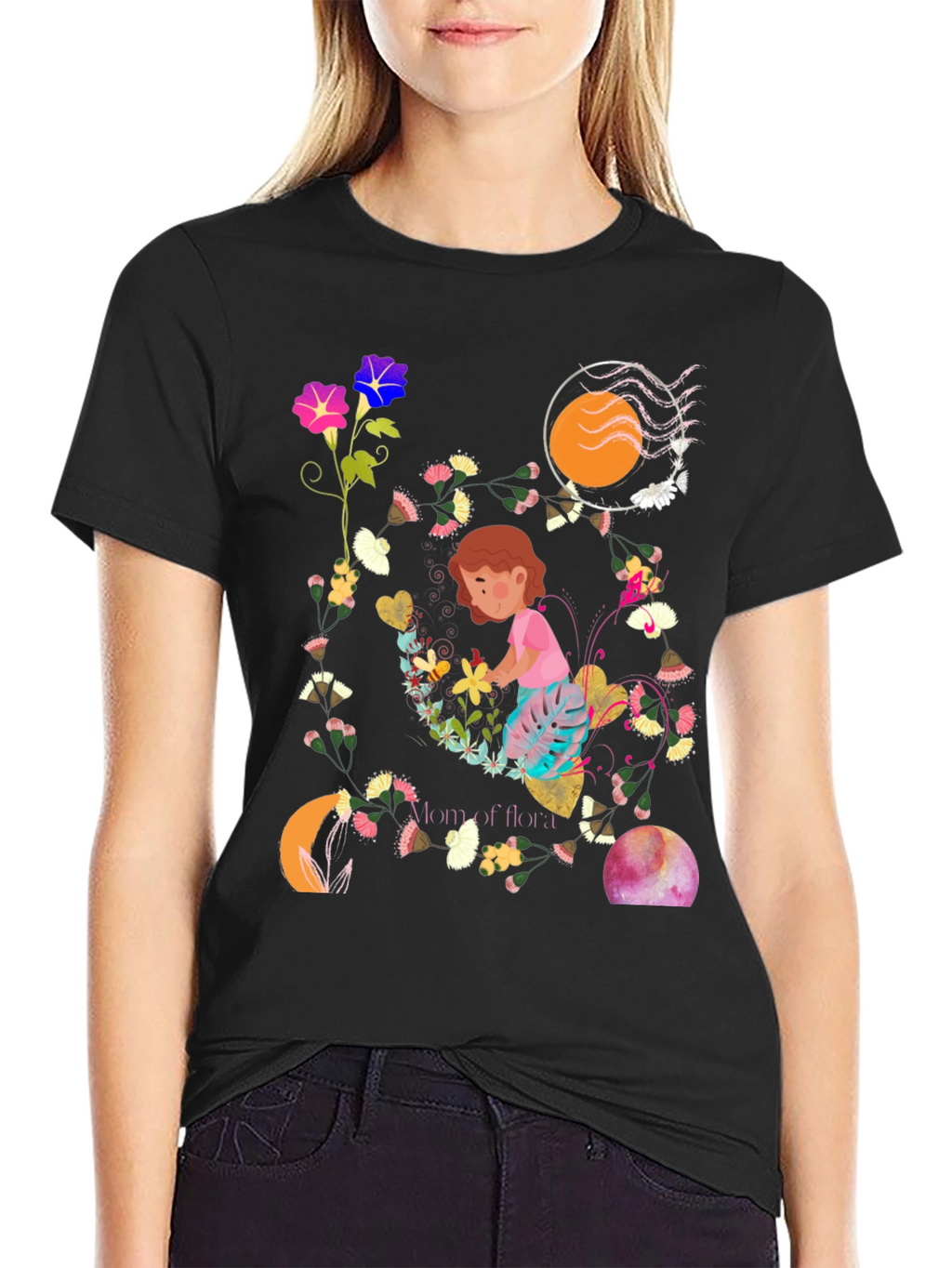 Floral T-Shirt: Mom of Flora Graphic Print