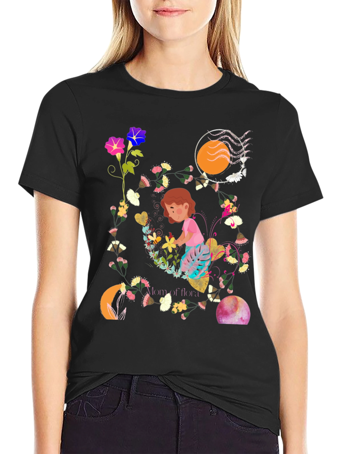 Floral T-Shirt: Mom of Flora Graphic Print