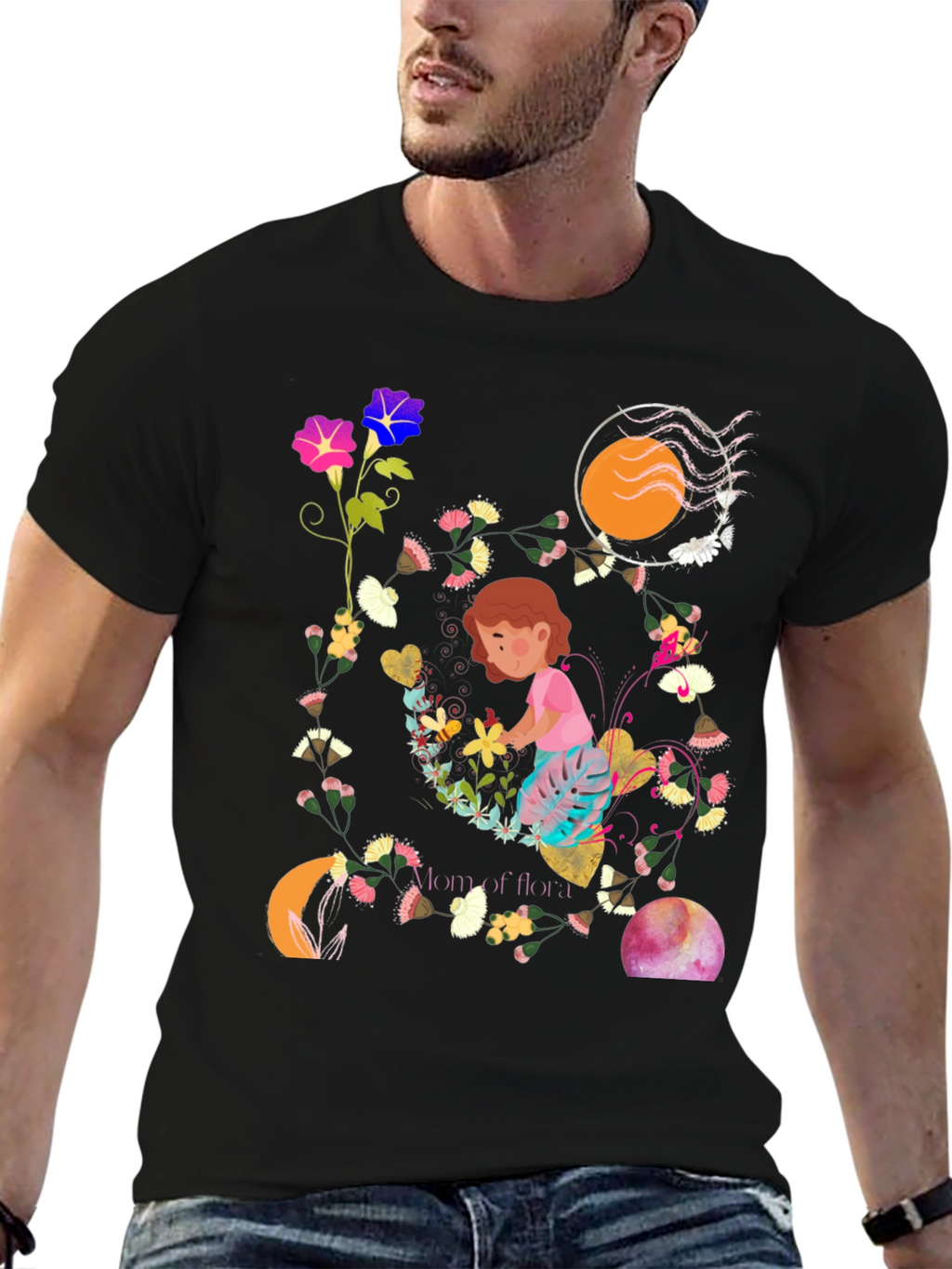 Floral T-Shirt: Mom of Flora Graphic Print