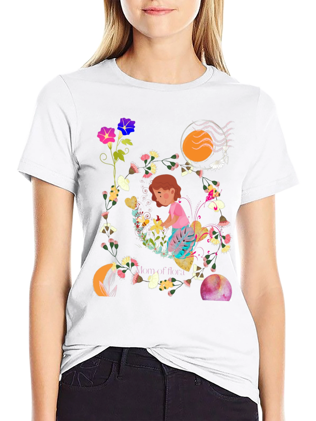 Floral T-Shirt: Mom of Flora Graphic Print