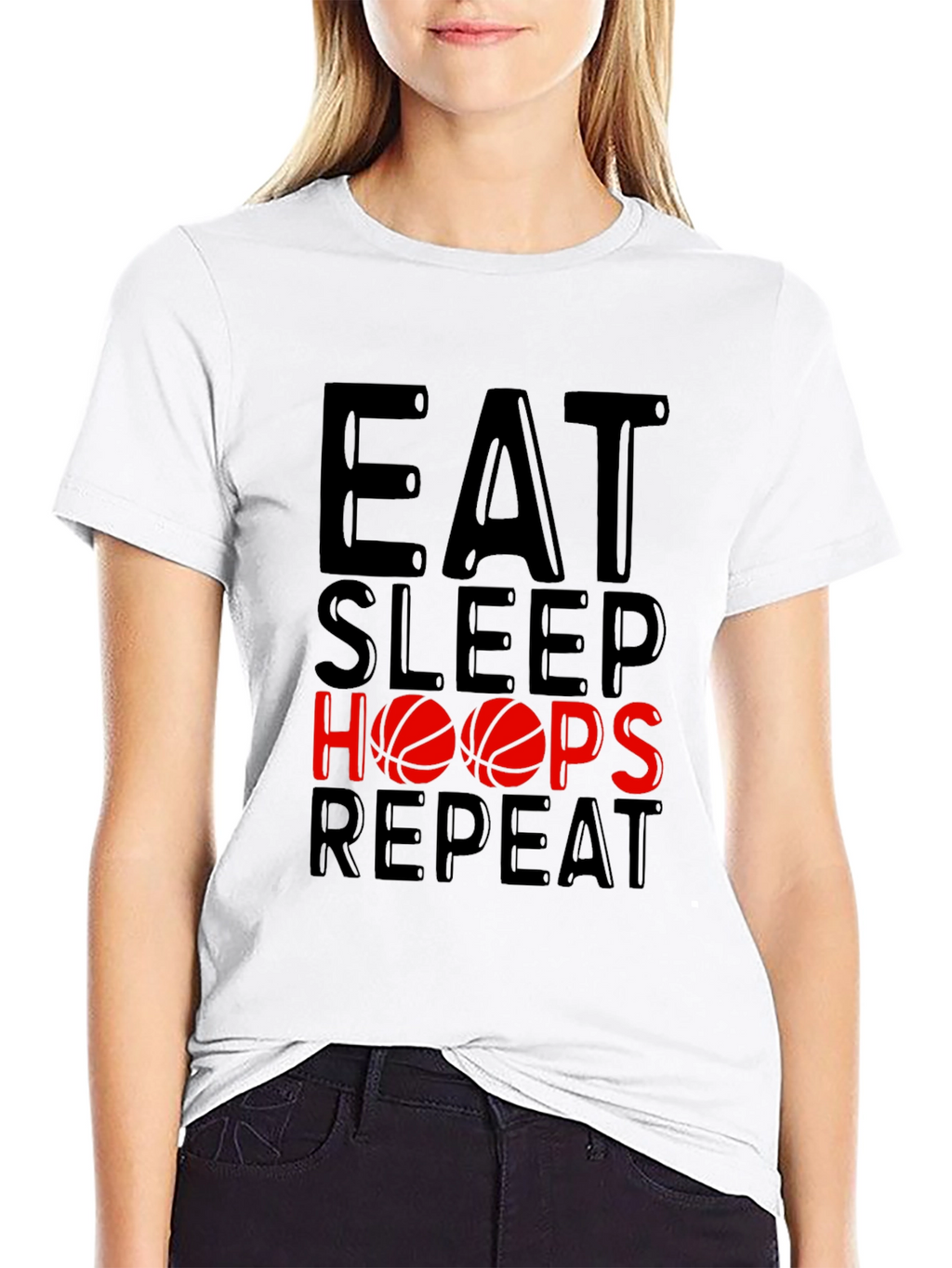 Eat Sleep Hoops Repeat Graphic Tee