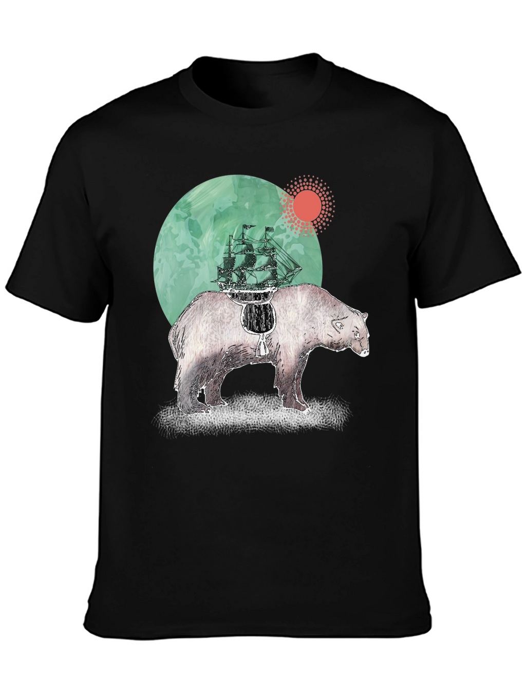 Bear and Ship Graphic T-Shirt