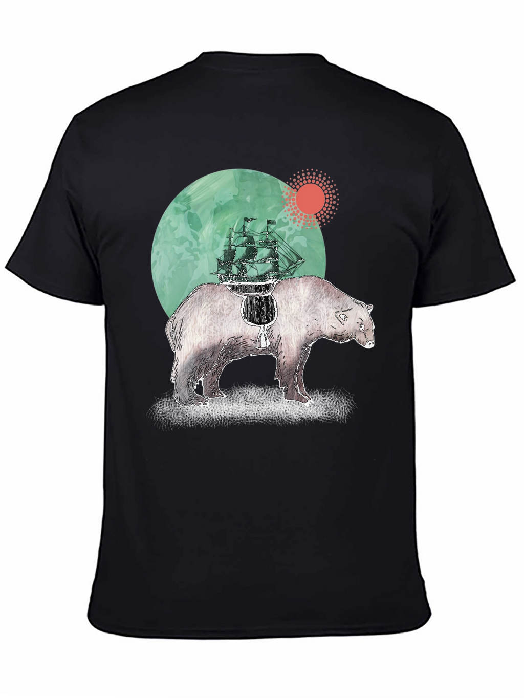 Bear and Ship Graphic T-Shirt