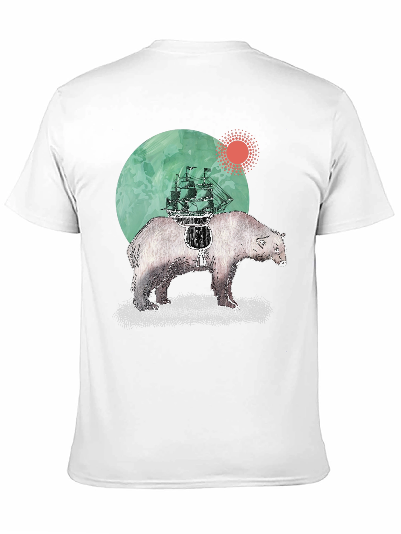 Bear and Ship Graphic T-Shirt