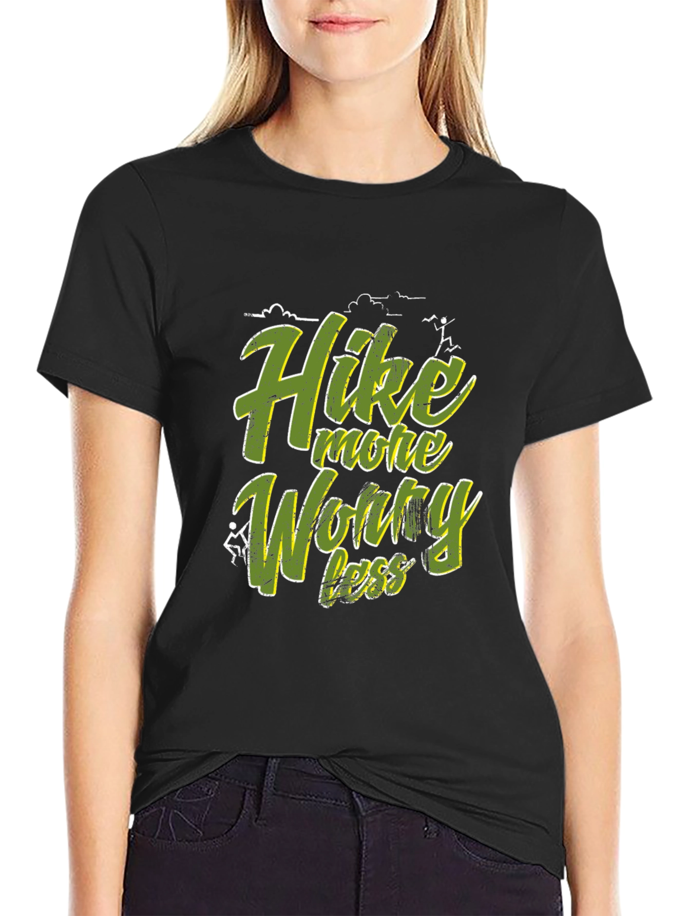 Hike More Worry Less Graphic Tee - Black