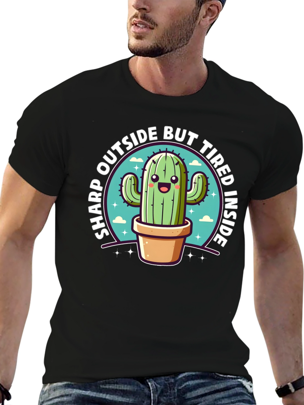 Sharp Outside Tired Inside Cactus T-Shirt