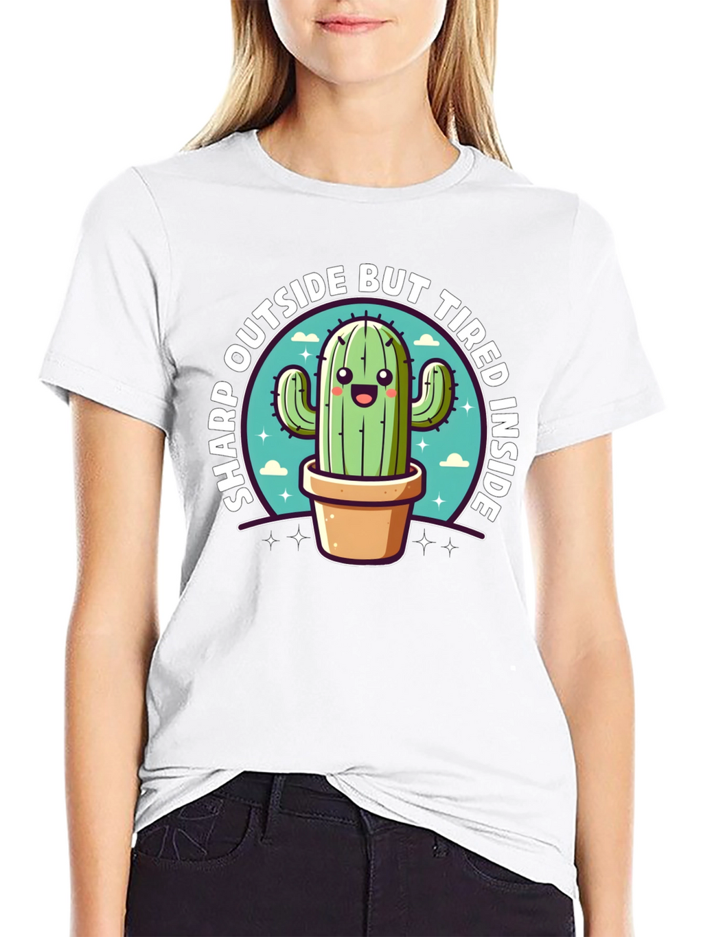 Sharp Outside Tired Inside Cactus T-Shirt