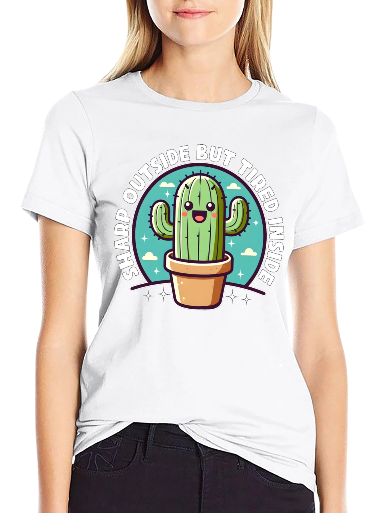 Sharp Outside Tired Inside Cactus T-Shirt
