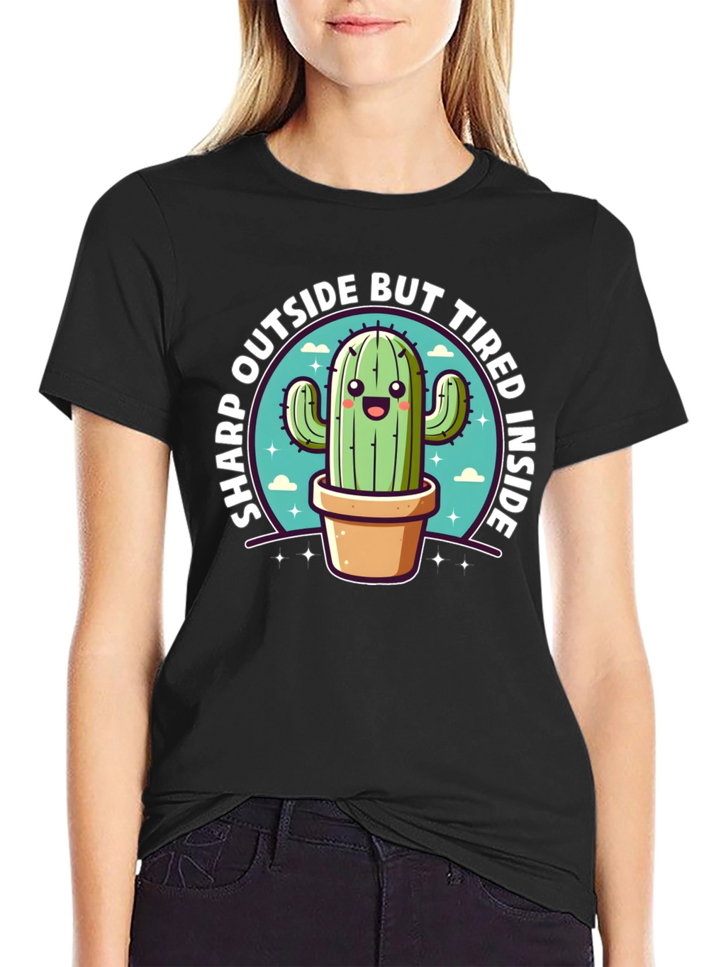 Sharp Outside Tired Inside Cactus T-Shirt