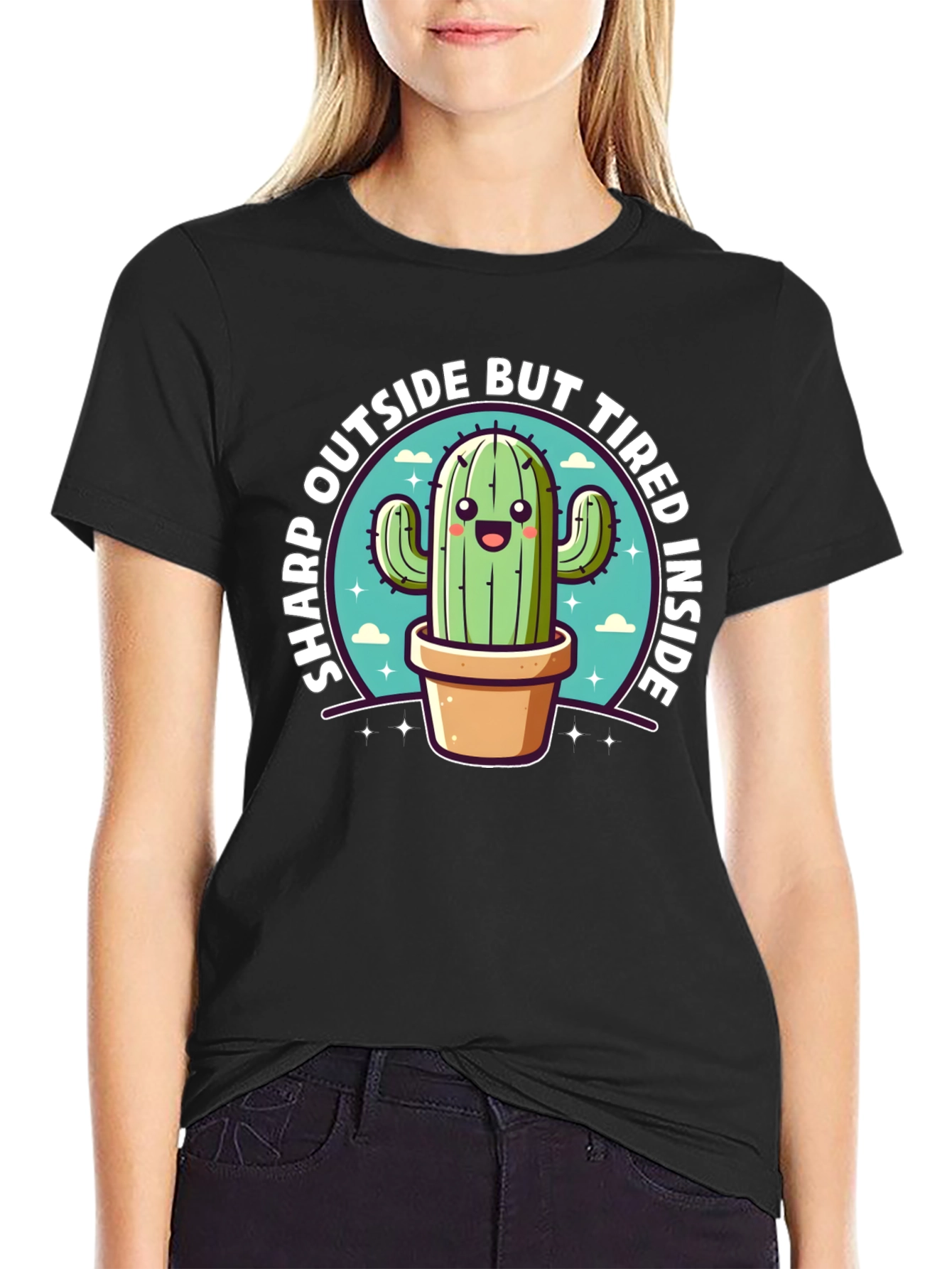 Sharp Outside Tired Inside Cactus T-Shirt