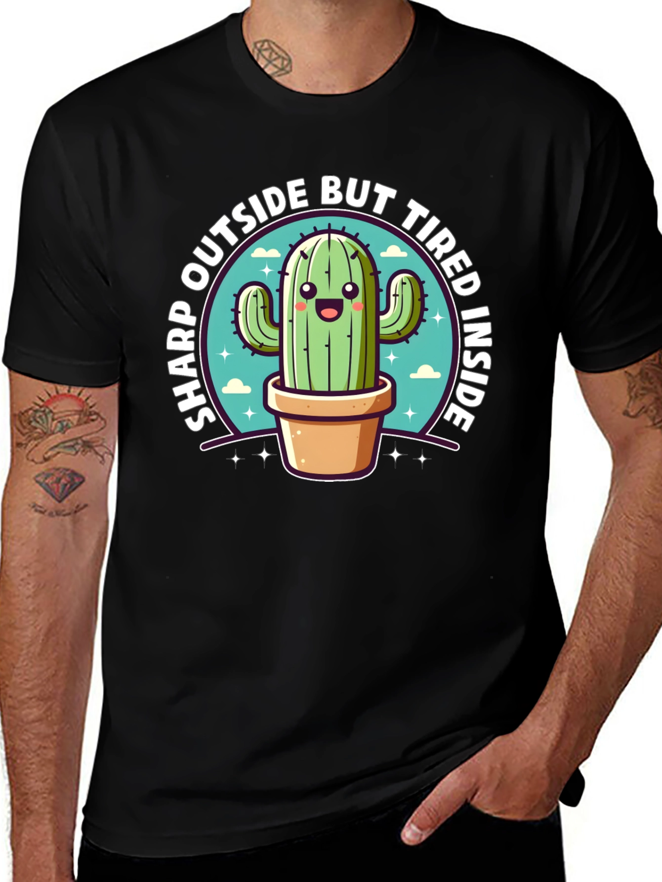 Sharp Outside Tired Inside Cactus T-Shirt