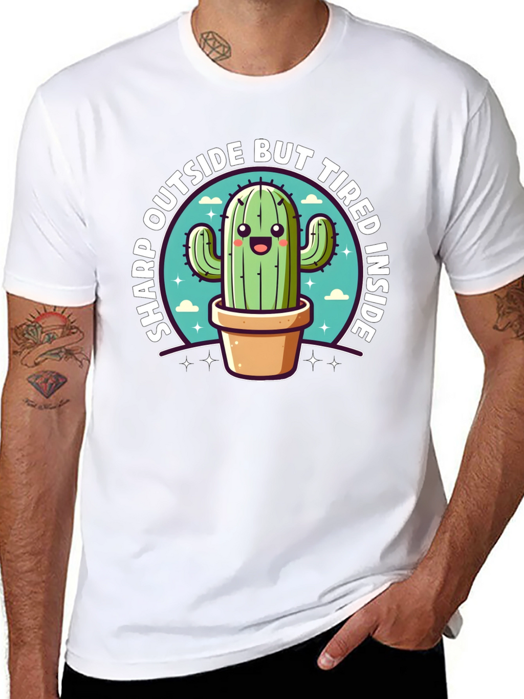 Sharp Outside Tired Inside Cactus T-Shirt