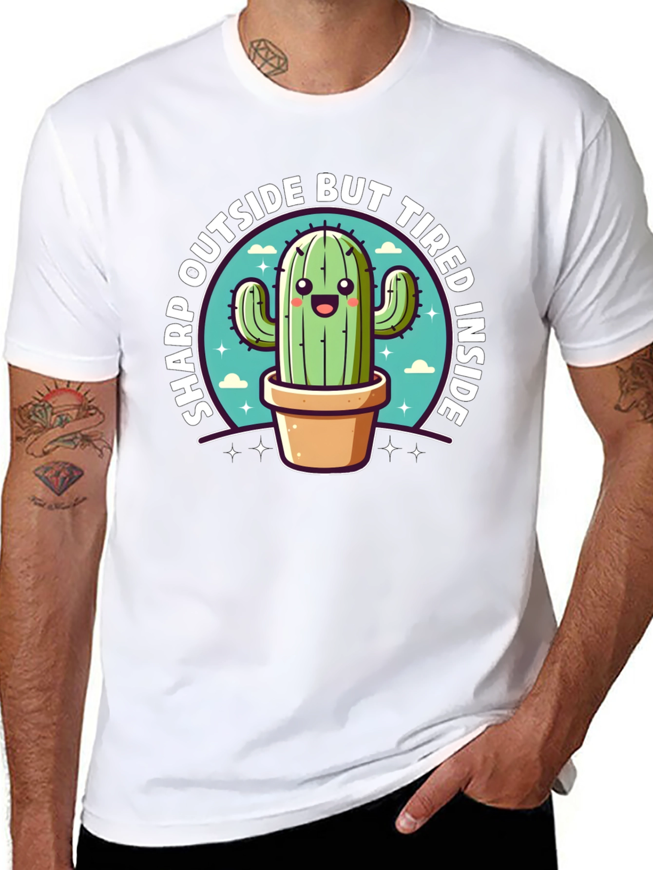 Sharp Outside Tired Inside Cactus T-Shirt