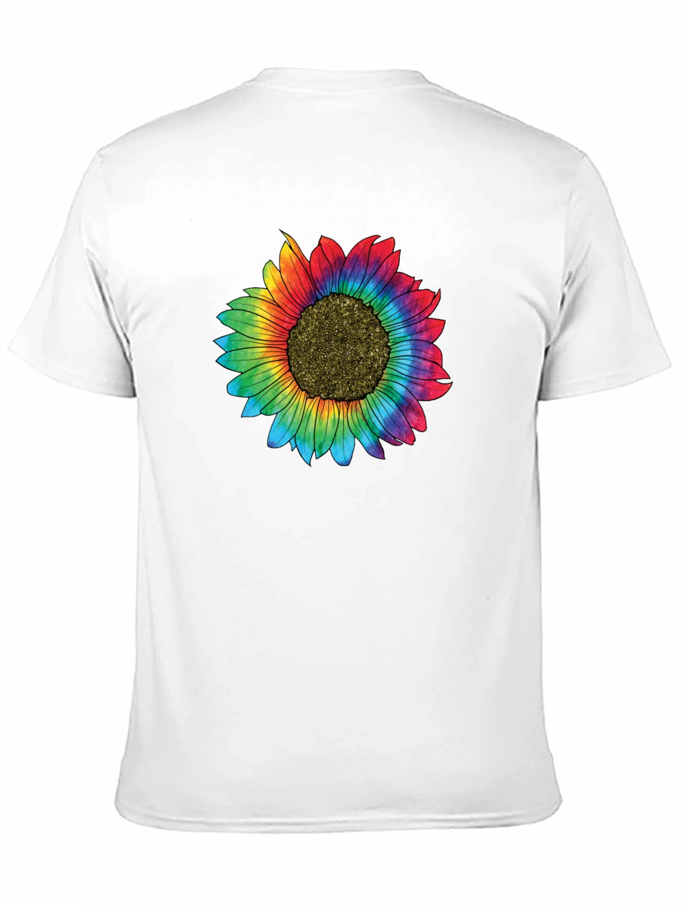 Rainbow Sunflower Graphic Tee - Unisex Black T-Shirt